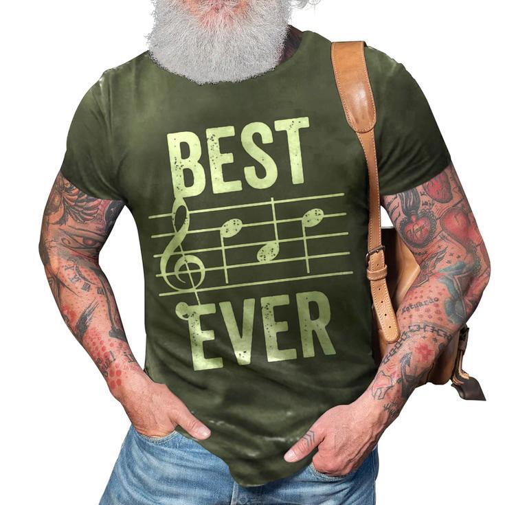 Best Dad Ever Music Note Bold Condensed Dark 3D Print Casual Tshirt