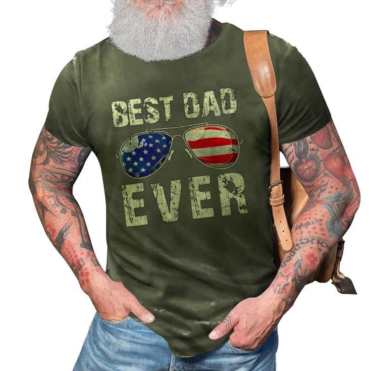 Best Dad Ever With Us American Flag Sunglasses Family 3D Print Casual Tshirt