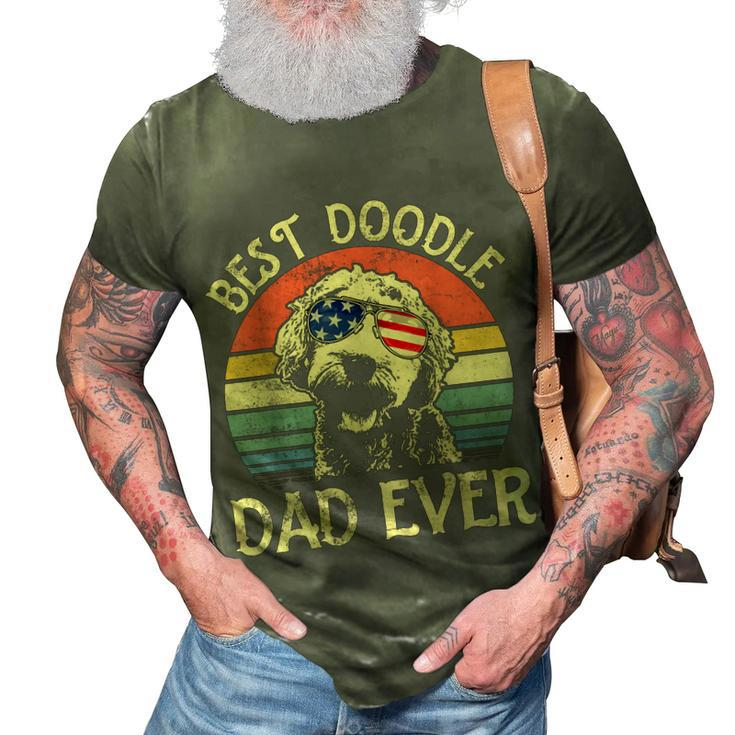 Best Doodle Dad Ever Goldendoodle American Flag 4Th Of July  3D Print Casual Tshirt