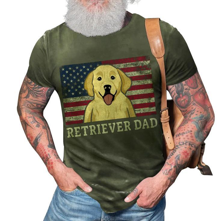 Best Retriever Dad Ever American Flag 4Th Of July Patriotic  3D Print Casual Tshirt