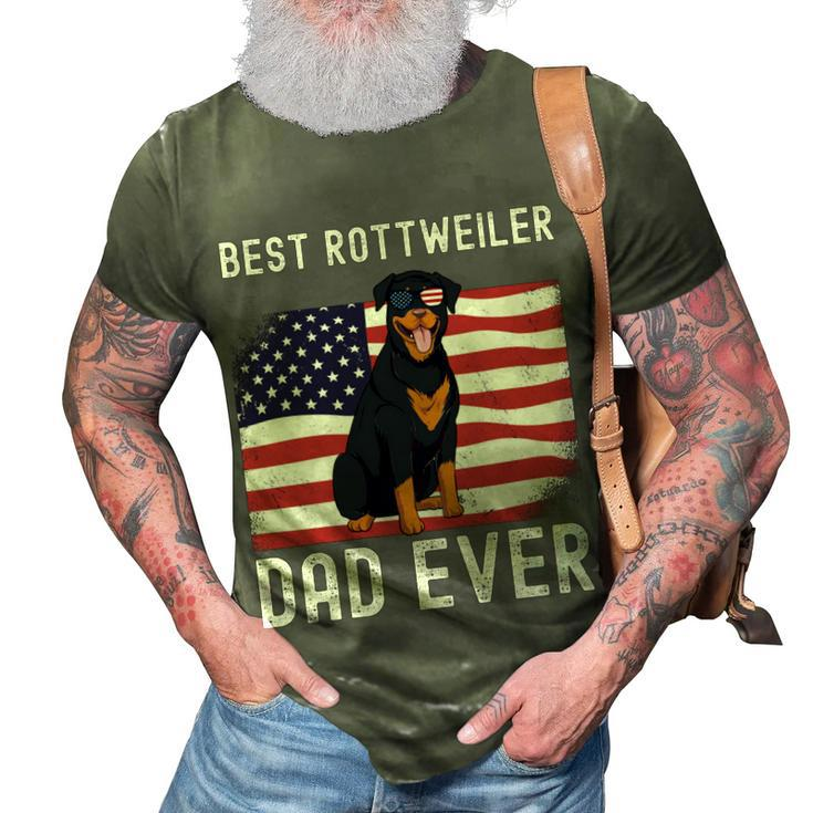 Best Rottweiler Dad Ever American Flag 4Th Of July Rottie  3D Print Casual Tshirt