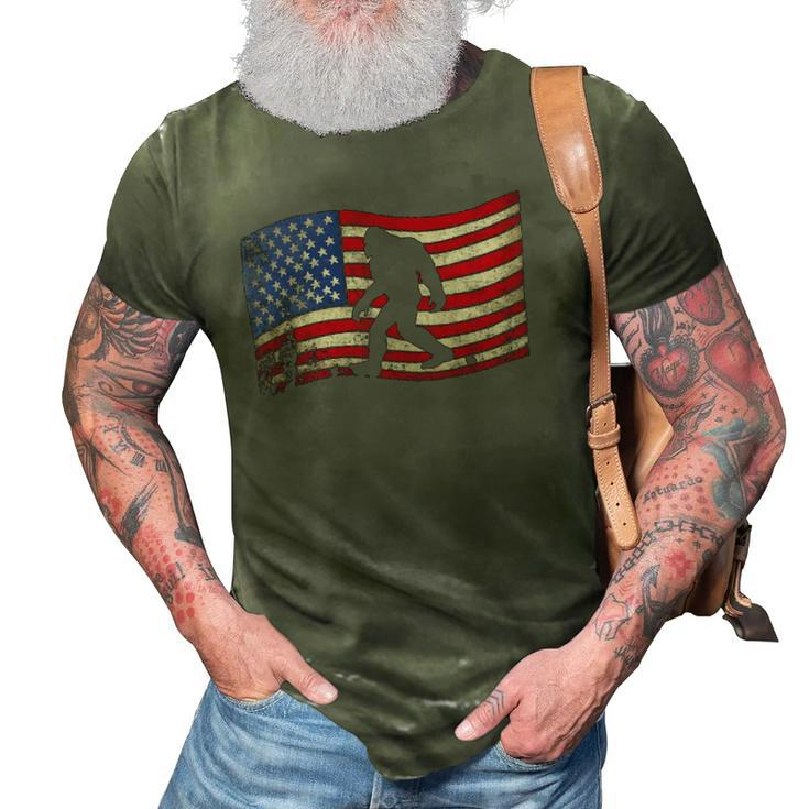 Bigfoot American Flag Sasquatch 4Th July Gift 3D Print Casual Tshirt