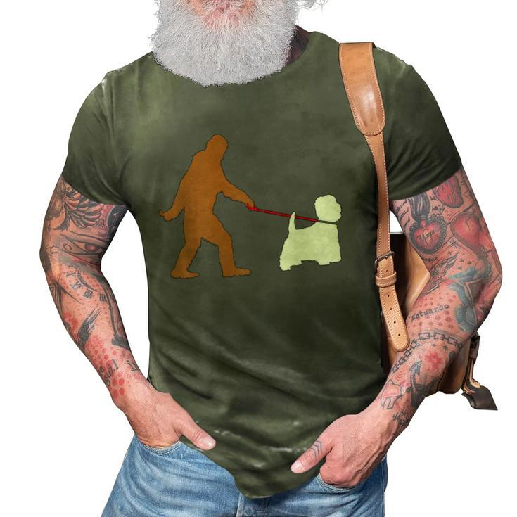 Bigfoot Walking Westie West Highland Terrier Dog Sasquatch  3D Print Casual Tshirt
