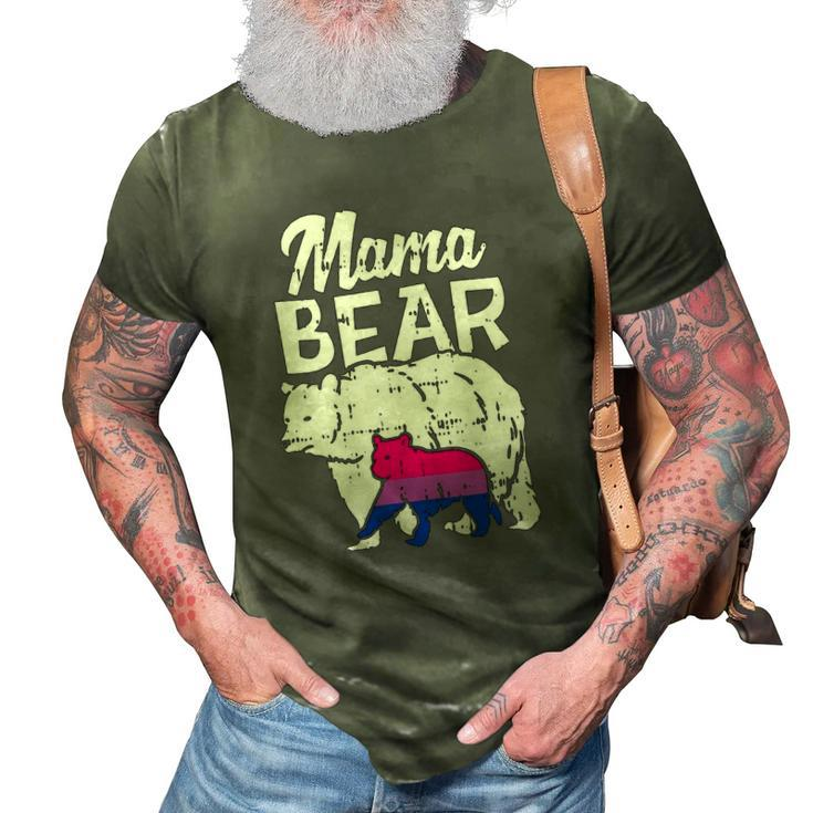 Bisexual Pride Mama Bear Bi Flag Lgbtq Mom Ally Women Gifts 3D Print Casual Tshirt