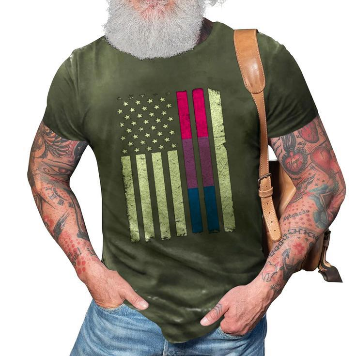 Bisexual Pride Us American Flag Love Wins Lgbt Bi Pride 3D Print Casual Tshirt