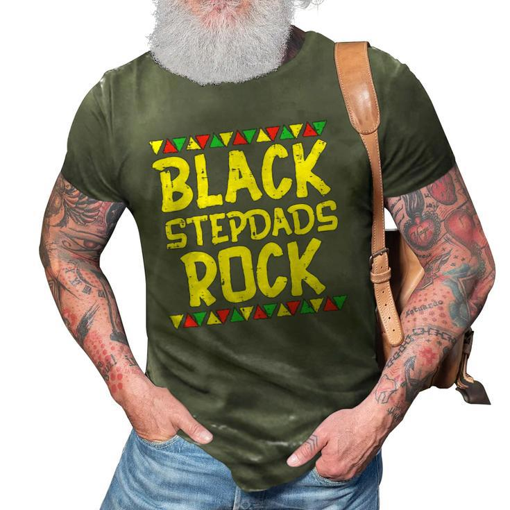 Black Stepdad Rock Kente African American Pride History Gift 3D Print Casual Tshirt