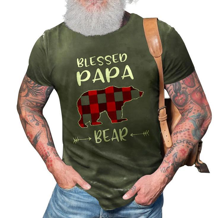 Blessed Papa Bear Buffalo Plaid Bear  For Papa 3D Print Casual Tshirt