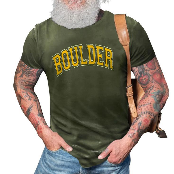Boulder Colorado Co Varsity Style Amber Text 3D Print Casual Tshirt