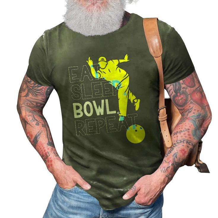 Bowling Eat Sleep Bowl Repeat 3D Print Casual Tshirt