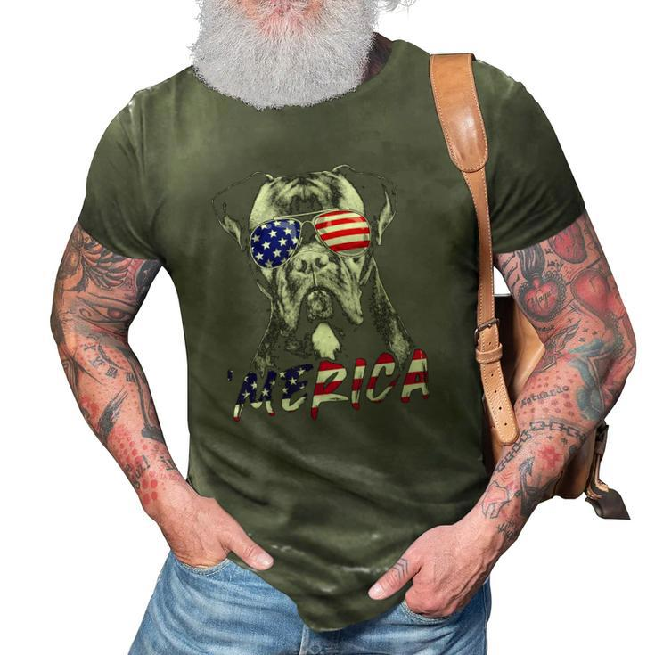 Boxer Dog American Usa Flag Merica 4Th Of July Dog Lover 3D Print Casual Tshirt
