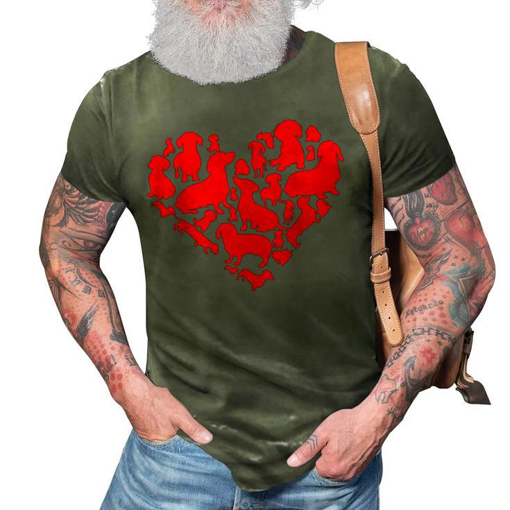 Boy Kid Girl Valentine’S Day Dog Costume Dachshund Mom Dad  3D Print Casual Tshirt