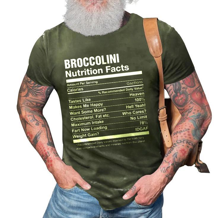 Broccolini Nutrition Facts Funny 3D Print Casual Tshirt