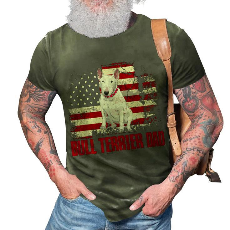 Bull Terrier Dad American Flag 4Th Of July Dog Lovers  3D Print Casual Tshirt
