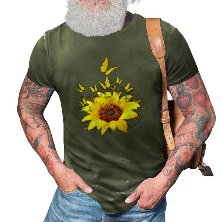Butterflies Sunflower Smoke 3D Print Casual Tshirt