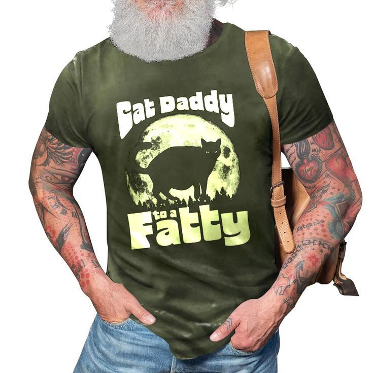 Cat Daddy To A Fatty Funny Vintage Full Moon & Chonk Dad 3D Print Casual Tshirt