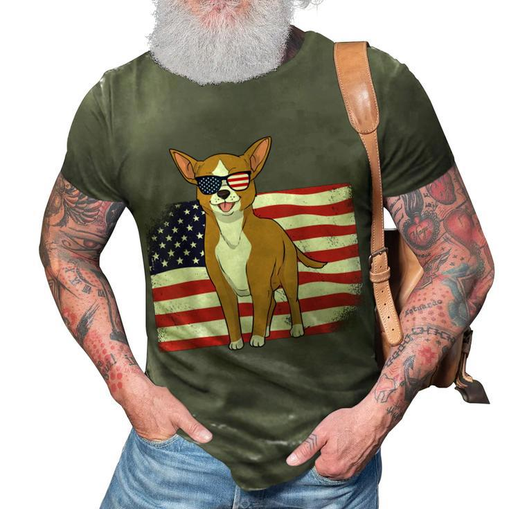 Chihuahua Dad & Mom American Flag 4Th Of July Usa Funny Dog  3D Print Casual Tshirt