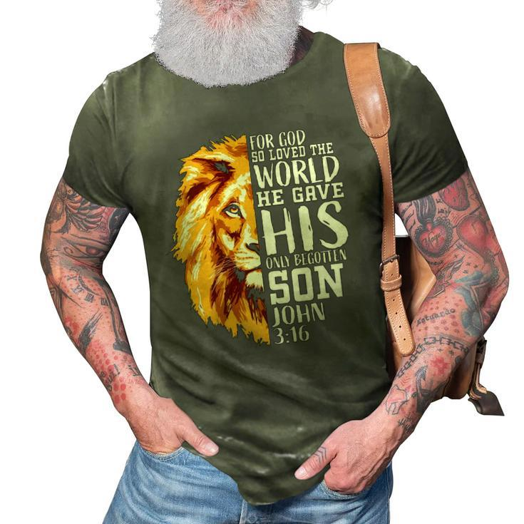 Christian Gifts For Men Lion Of Judah Graphic God John 316  3D Print Casual Tshirt