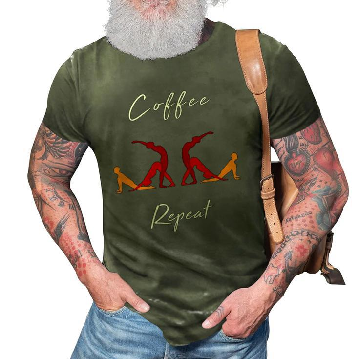 Coffee Yoga Repeat Workout Fitness 3D Print Casual Tshirt