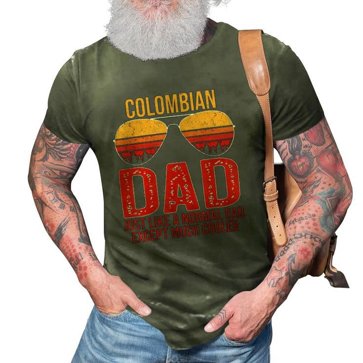 Colombian Dad Retro Sunglasses Colombia Fathers Day 3D Print Casual Tshirt