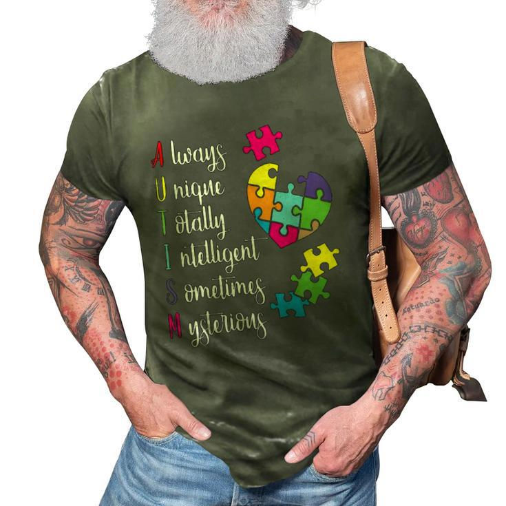 Colorful Autism Awareness Gift Design For Asd Parents  3D Print Casual Tshirt