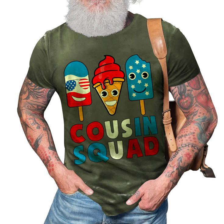 Cousin Squad 4Th Of July Cousin Crew American Flag Ice Pops  3D Print Casual Tshirt