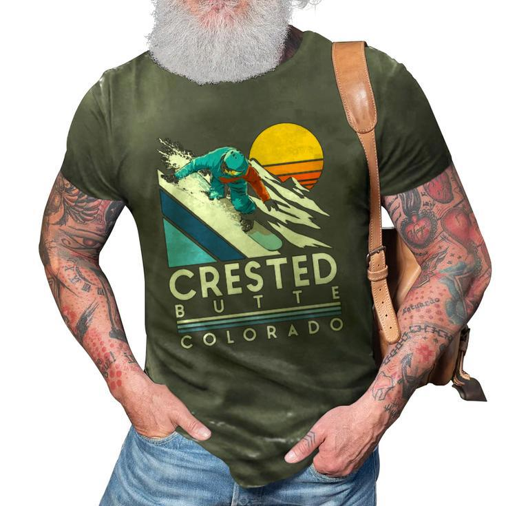 Crested Butte Colorado Retro Snowboard  3D Print Casual Tshirt