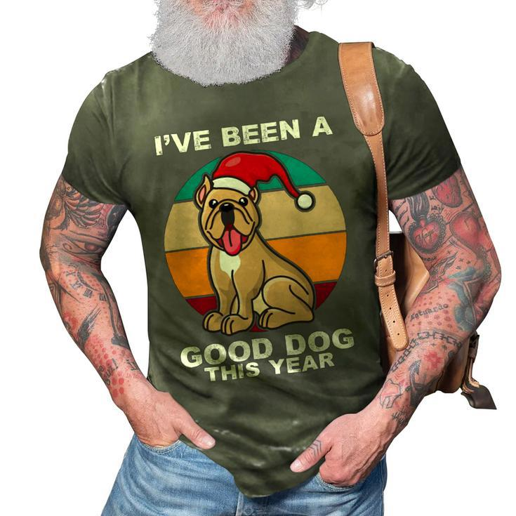 Cute Dog Christmas Pit Bull Terrier Santa Hat Retro Vintage T-Shirt 3D Print Casual Tshirt