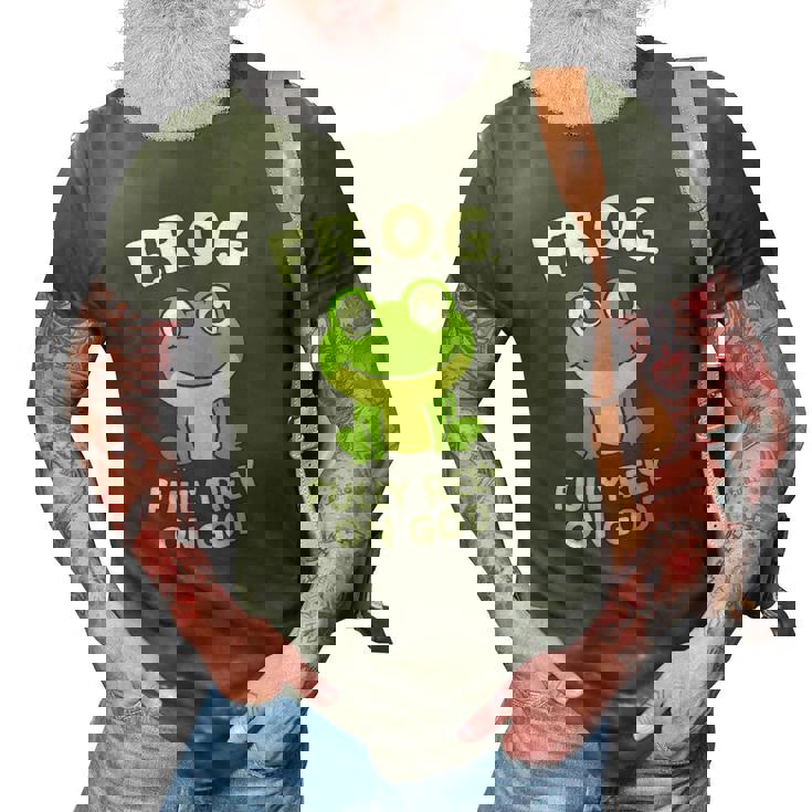 Cute Frog Fully Rely On God Christian Frog  3D Print Casual Tshirt