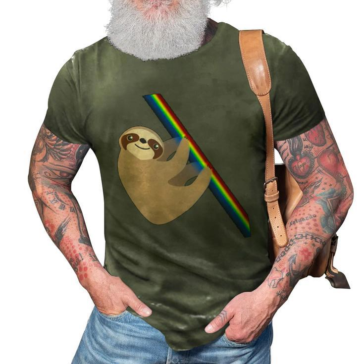 Cute Sloth Design - New Sloth Climbing A Rainbow 3D Print Casual Tshirt