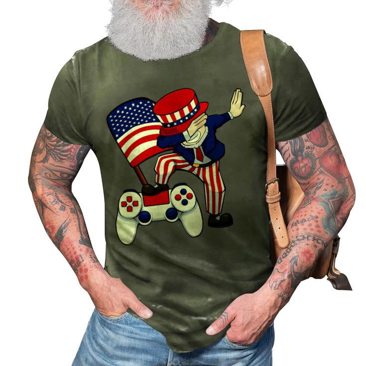 Dabbing Patriotic Gamer 4Th Of July Video-Game Controller T-Shirt 3D Print Casual Tshirt