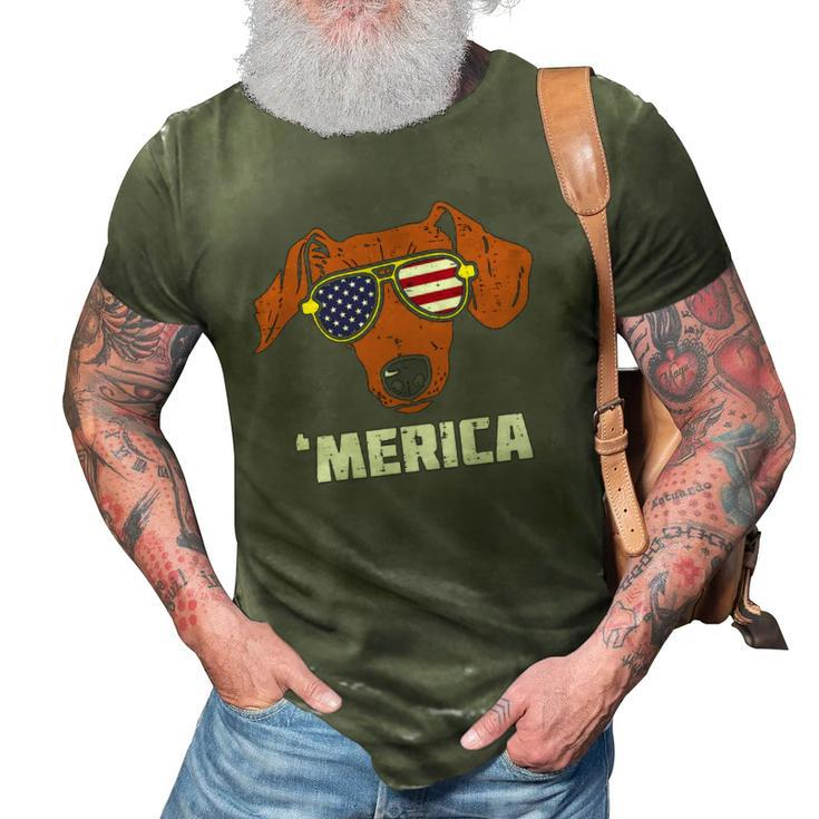 Dachshund Wiener American Usa Flag 4Th Of July Fourth Dog 3D Print Casual Tshirt