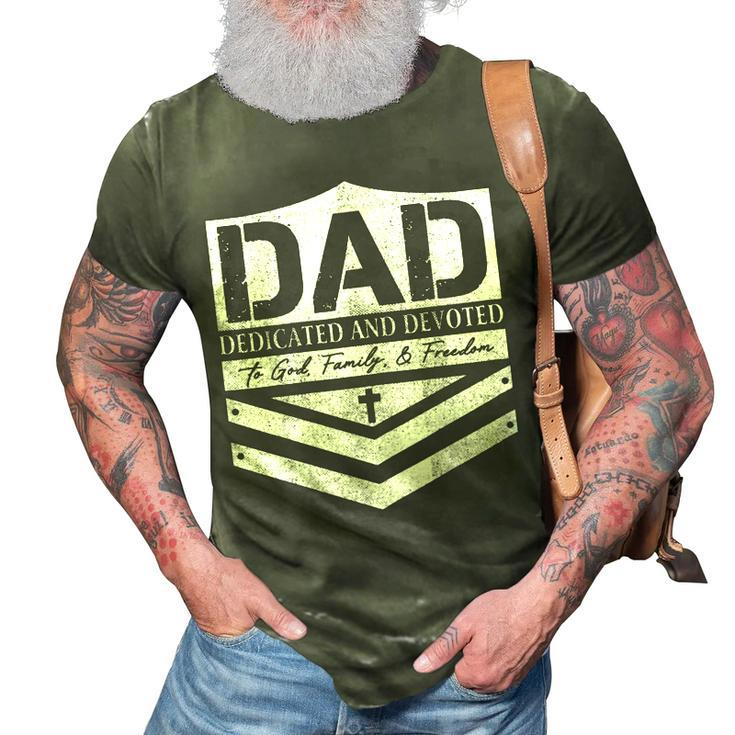 Dad Dedicated And Devoted Happy Fathers Day  3D Print Casual Tshirt