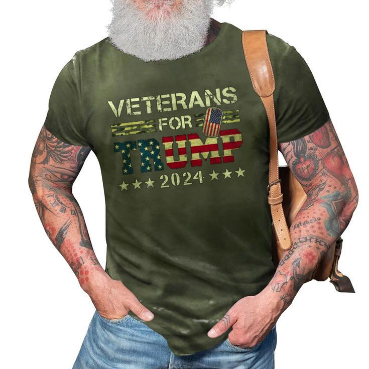 Dad Grandpa Veterans For Trump 2024 American Flag Camo 3D Print Casual Tshirt