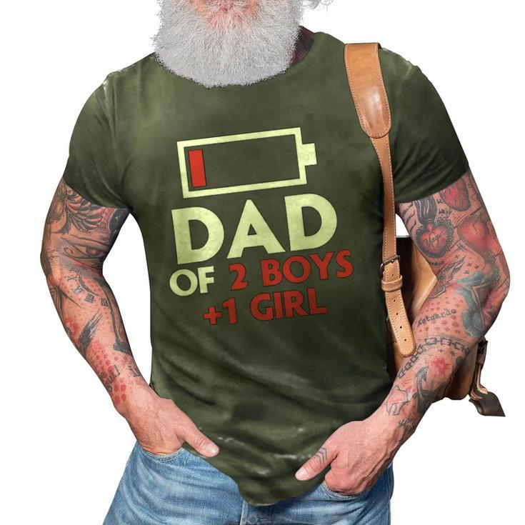 Dad Of 2 Boys & 1 Girl Father Of Two Sons One Daughter Men 3D Print Casual Tshirt