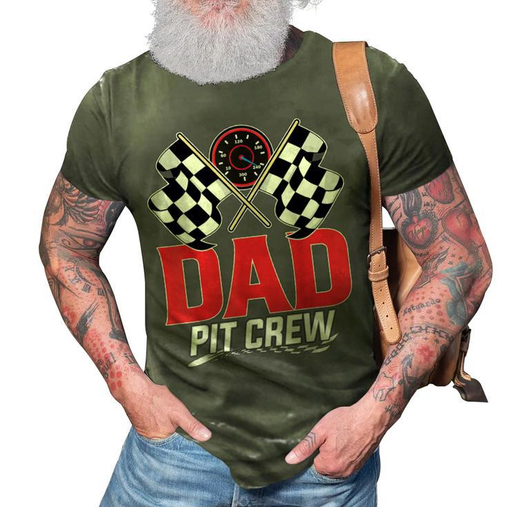 Dad Pit Crew Race Car Birthday Party Racing Family  3D Print Casual Tshirt