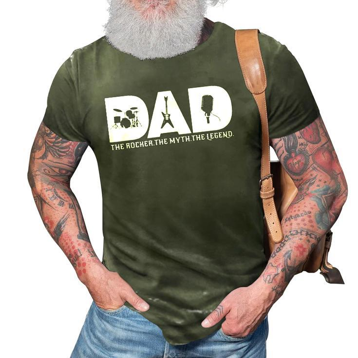 Dad The Rocker The Myth The Legend Rock Music Band Mens 3D Print Casual Tshirt