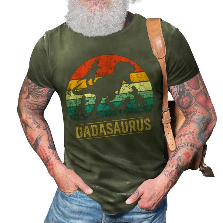 Dada Dinosaur T Rex Dadasaurus 4 Kids Fathers Day  3D Print Casual Tshirt
