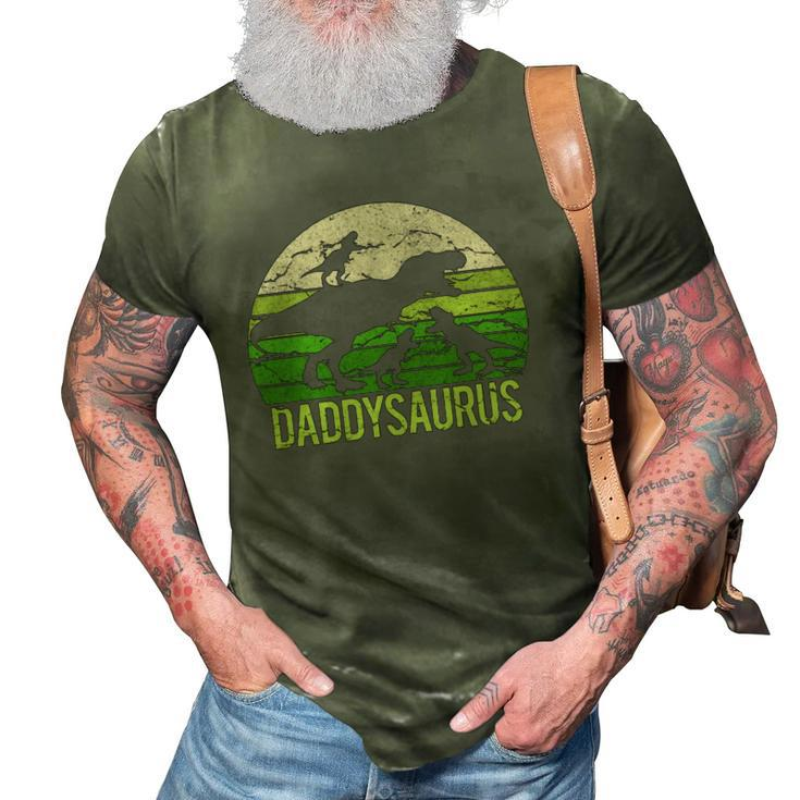 Daddy Dinosaur Daddysaurus 3 Three Kids Gift Dad Christmas 3D Print Casual Tshirt