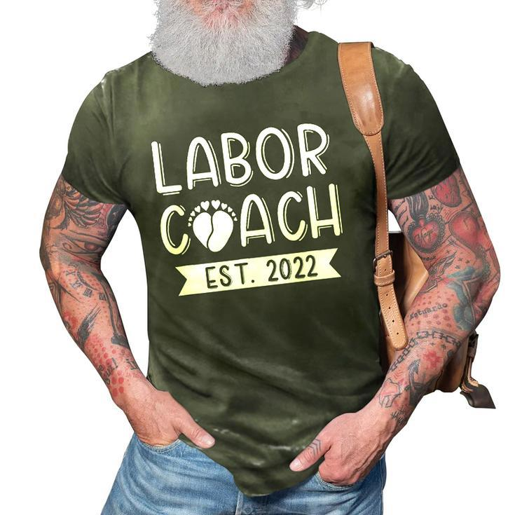 Daddy Labor Coach Est 2022 Baby Announcement Dad To Be 3D Print Casual Tshirt
