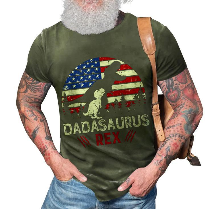 Daddysaurus Rex 4Th Of July Gifts Dinosaur Dad Us Flag T-Shi 3D Print Casual Tshirt