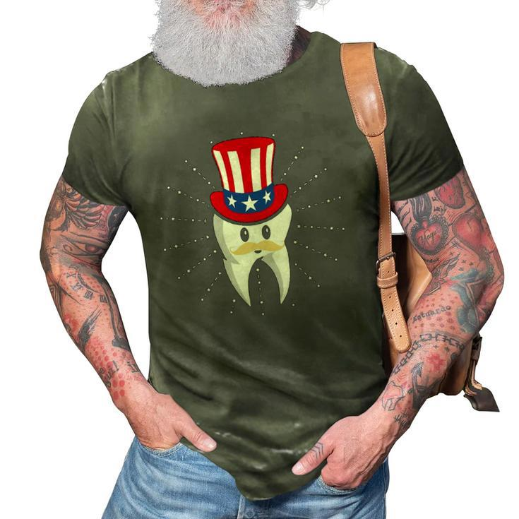 Dental Tooth Hat 4Th Of July Usa Flag Dentist 3D Print Casual Tshirt