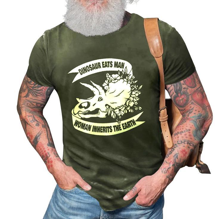 Dinosaur Eats Man Woman Inherits The Earth 3D Print Casual Tshirt