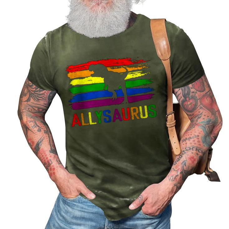 Dinosaur Lgbt Gay Pride Flag Allysaurus Ally T Rex Men Boys  3D Print Casual Tshirt