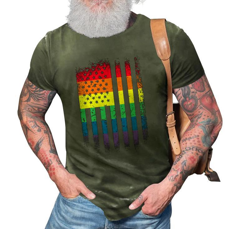 Distressed Rainbow Flag Gay Pride Rainbow Equality 3D Print Casual Tshirt