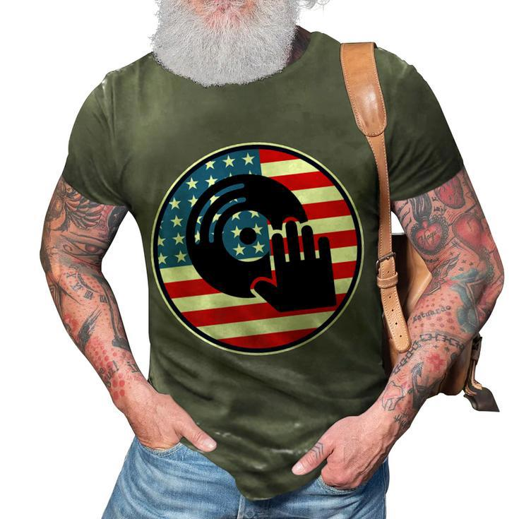 Dj Player Dad Disc Jockey Us Flag 4Th Of July Mens Gift   3D Print Casual Tshirt