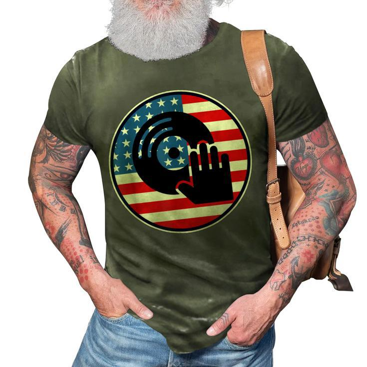 Dj Player Dad Disc Jockey Us Flag 4Th Of July Mens Gift V2 3D Print Casual Tshirt