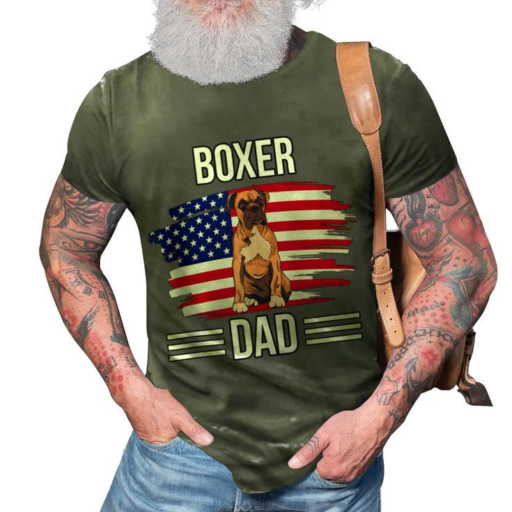 Dog Owner Us Flag 4Th Of July Fathers Day Boxer Dad  3D Print Casual Tshirt