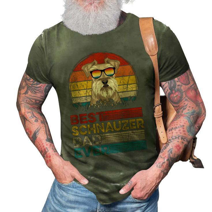 Dog Vintage Best Schnauzer Dad Ever Fathers Day Dog Dad Papa 3D Print Casual Tshirt