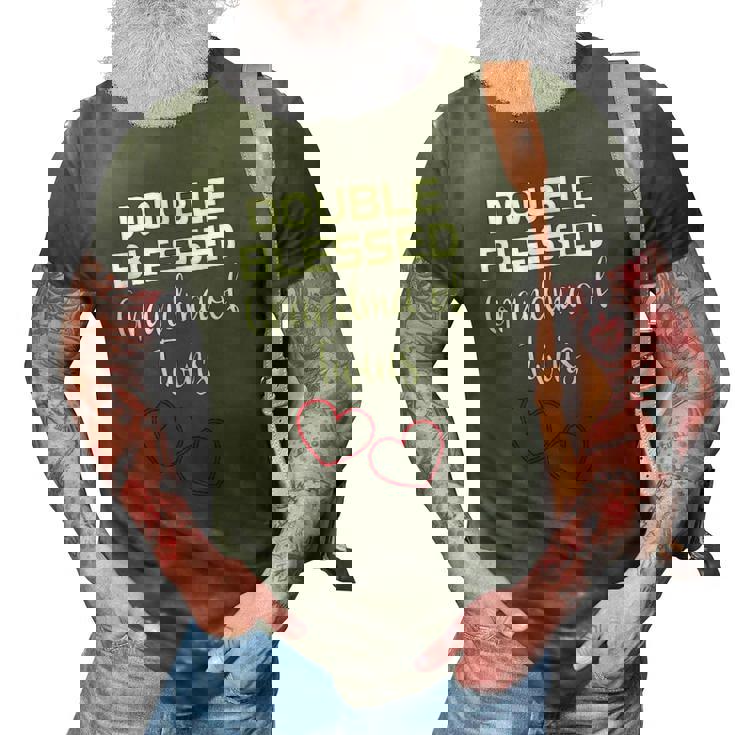 Double Blessed Grandma Of Twins Grandmother Apparel 3D Print Casual Tshirt