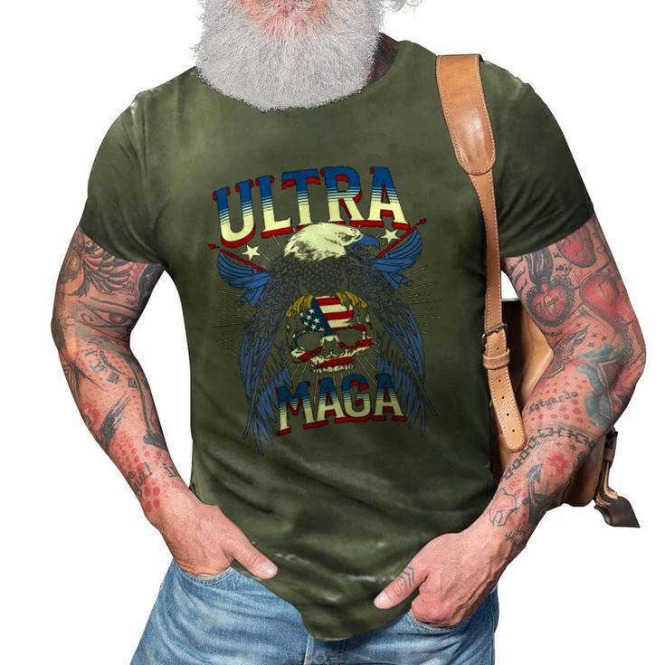 Eagle Holding Usa Flag Ultra Maga 2022 Great Maga King 3D Print Casual Tshirt